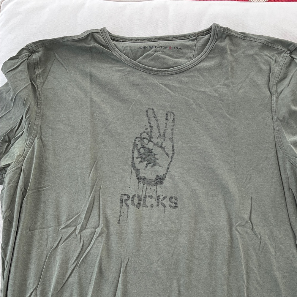 John Varvatos Olive Peace Sign Tee